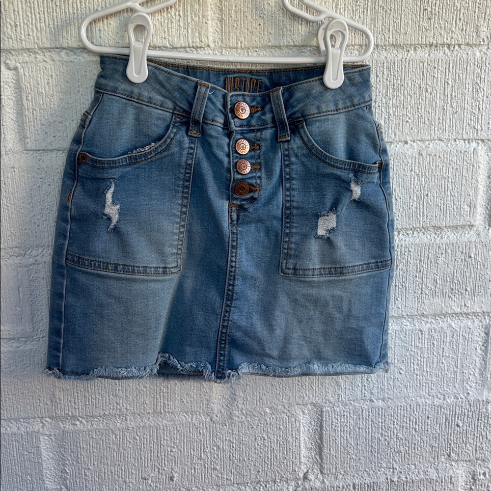 Justice Denim Raw Hem Skirt with Shorts Skort size 10